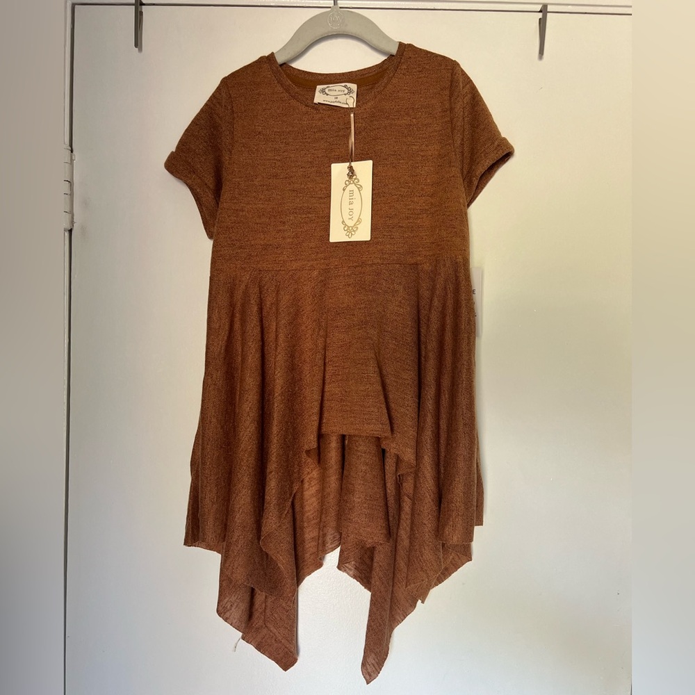 Joyfolie Brown Asymmetrical Tunic with Relaxed Fit